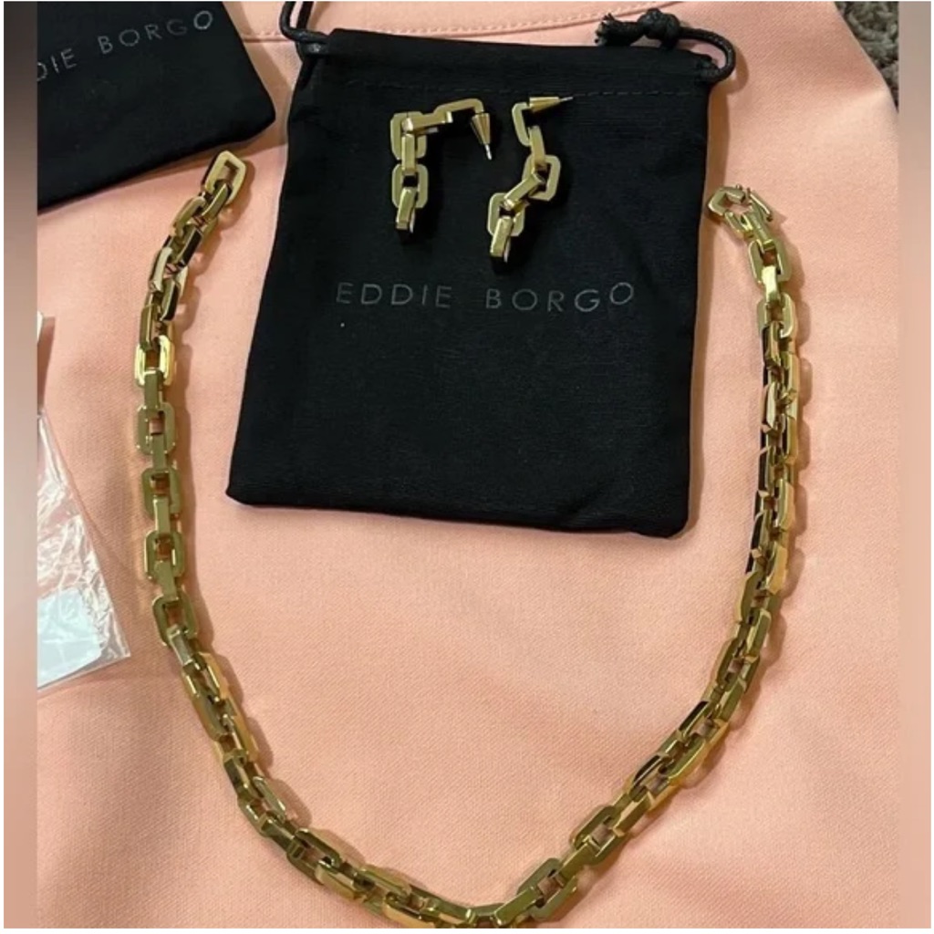 Eddie Borgo Supra Link Chain And Earrings 12k Gold Over Stainless Steel